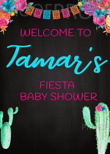 Fiesta Baby Shower Welcome Sign | Fiesta Party Decor | Fiesta Photo Prop | Chalkboard | Printable | Instant Download | Cactus Succulents