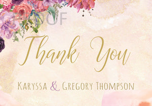 Wedding Thank You Cards | Printable | You Edit | Instant Download | Thank You Notes | Floral | Editable thank you cards | Purple Coral Peach