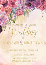 Load image into Gallery viewer, Wedding Invitation Printable | Instant Download Wedding Invite | You Edit | Purple Coral Peach Floral Invitation template | Editable invite