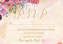 Load image into Gallery viewer, Wedding RSVP Card | Printable | You Edit | Instant Download | Wedding RSVP Insert | Wedding Invitation Reply Card | Floral Rustic Wedding