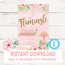 Load image into Gallery viewer, Flamingo Birthday  Invitation | Instant download | Customize Yourself Tropical invite | Flamingo Birthday Party |  Jungle Birthday Party