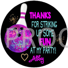Load image into Gallery viewer, Bowling Thank You tags, Bowling birthday, Bowl, Bowling Thank you Bowling Birthday Party , STRIKE, Bowling Party Digital file