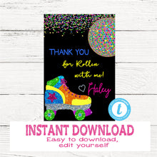 Load image into Gallery viewer, NEON Roller skate Invitation Thank you| Edit Yourself 80&#39;s Skating invite thank you|Glow Party Birthday Party, Instant download, Neon Roller