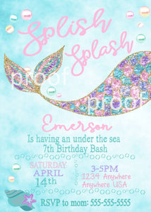 Mermaid Party Package | Mermaid Birthday Bundle | Invitations | Thank You Cards | Digital Instant Download | Edit Yourself