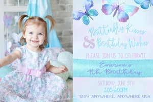 Butterfly INVITATION | Butterflies Birthday Invitation | Pastel Birthday Invite | Picture Edit Yourself | Digital Instant | Watercolor
