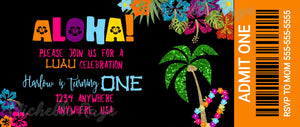 Hawaiian Ticket invite, Tiki Party Invitation, Pineapple Invitation, VIP Aloha Invite, Luau Party, Tropical Edit Yourself, Instant Download