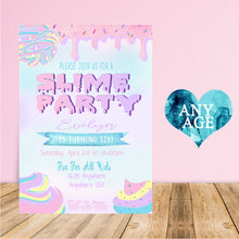 Load image into Gallery viewer, Slime Birthday Invitation, Slime Party Invitations | Slime Invite | Slime Birthday - Glitter Slime - Slime Party | Edit Yourself