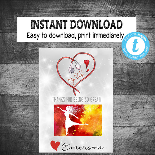 TEACHER Gift Card Holder  | Music Printable Teacher Appreciation |  Instant Download | Edit Yourself | Teacher thank you gift card | Apple