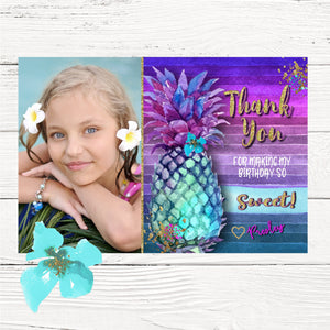 Pineapple Invitation, Thank You card, Summer tropical Invite, Pool Party Invitation, Summer BBQ, Aloha, Luau Invites Pineapple,  Tropical