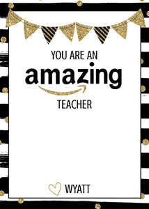 Teacher Appreciation Amazon Gift Card Holder | Amazing Teacher Card | Printable | Edit Yourself | Instant Download | Stripes | Teacher gift
