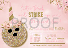 Load image into Gallery viewer, Unicorn Bowling Birthday Party Invite | Magical Bowling Invitation | Girls Birthday | Printable | Edit Yourself | Instant Download | Glitter