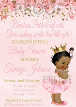 Load image into Gallery viewer, Vintage Baby Shower Invitation | African American | Rhinestone Pearls Baby Invite | Edit Yourself | Instant Download | Printable | Floral