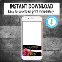 Load image into Gallery viewer, Congratulations Snapchat Filter | Stripe Floral Snap Chat Filter | Graduation Geofilter | Custom filter | Instant download | Edit yourself
