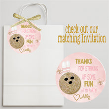 Load image into Gallery viewer, Bowling Thank You tags, Bowling birthday, Bowling, Pink, Gold Bowling Thank you Bowling Birthday Party , STRIKE,Bowling Party Digital file