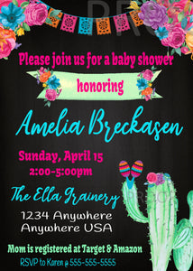 FIESTA Baby Shower Bundle | Cactus Package | Invitation | Diaper Raffle | Thank you card | Books for Baby | Edit Yourself | instant download