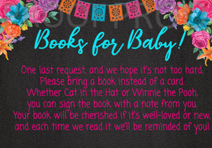 Fiesta Baby Shower | Books for Baby Cards | Printable | Instant Download | Cactus | Succulents | Mexicana | Chalkboard