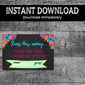 Mexicana Party | Guess how many candies game | Fiesta Baby Shower games | Printable | Instant Download | Fiesta Party Game