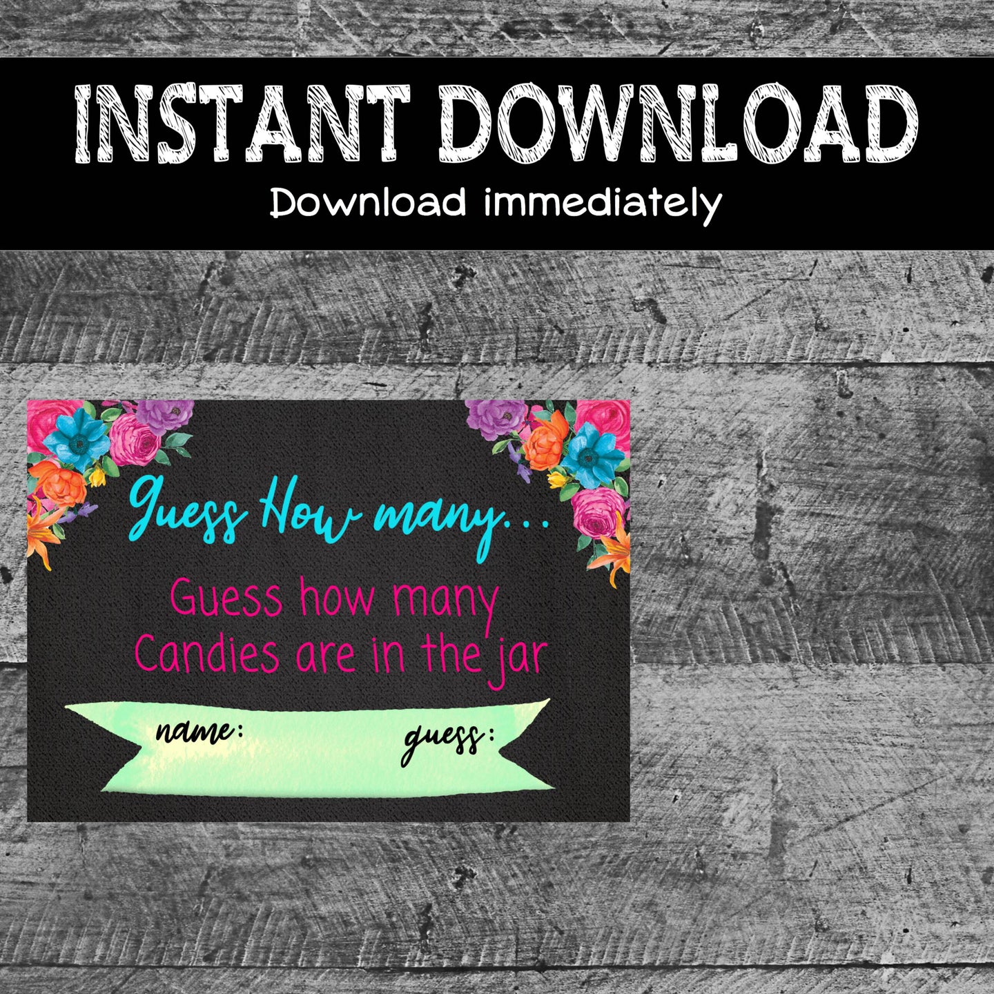Mexicana Party | Guess how many candies game | Fiesta Baby Shower games | Printable | Instant Download | Fiesta Party Game