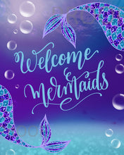 Load image into Gallery viewer, Mermaid Party Welcome Sign | Instant Download | Printable | Mermaid Birthday Sign | Under the Sea Party Decor | Mermaid birthday party sign