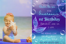 Load image into Gallery viewer, Mermaid Invitation | Edit Yourself Mermaid Birthday invite | Mermaid Party | Instant download | Glitter Purple Teal Birthday Party | Picture