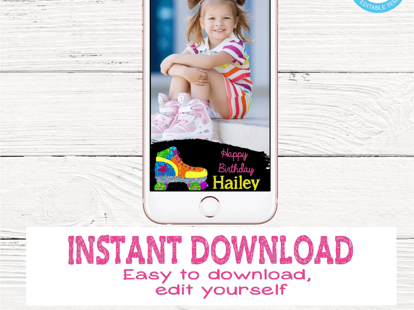 Roller Skate Birthday Snapchat filter,  Geofilter | Edit Yourself Roller skating Snapchat Geofilter | Party | 80' disco | INSTANT DOWNLOAD