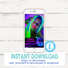 Load image into Gallery viewer, Disco Birthday Snapchat filter,  Dance Party Geofilter | Edit Disco Dance Party Snapchat Geofilter | Party | 80&#39; disco | INSTANT DOWNLOAD