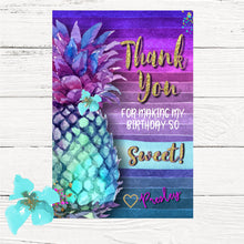 Load image into Gallery viewer, Pineapple Invitation, Thank You card, Summer tropical Invite, Pool Party Invitation, Summer BBQ, Aloha, Luau Invites Pineapple,  Tropical