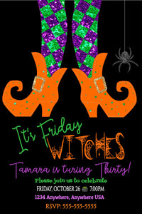 Halloween Birthday Invitation, Witch Party, It's Friday Witches Birthday Invitation, Witch Invitations, Halloween Party, edit yourself