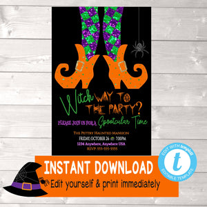 Witch Invitation, Witch Party, Witches Birthday,  Witches Birthday Invitation, halloween, Witch Invitations, Halloween Party, edit yourself
