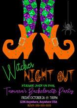 Load image into Gallery viewer, Witches Night out Invitation, bachelorette party Witch Party, Witches Birthday,  Witches Invitation, Halloween Party Invite, edit yourself