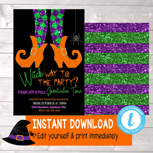 Witch Invitation, Witch Party, Witches Birthday,  Witches Birthday Invitation, halloween, Witch Invitations, Halloween Party, edit yourself