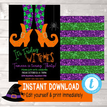 Load image into Gallery viewer, Halloween Birthday Invitation, Witch Party, It&#39;s Friday Witches Birthday Invitation, Witch Invitations, Halloween Party, edit yourself