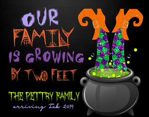 Halloween  Pregnancy Announcement | family growing by two feet | Edit yourself | Baby Announcement |  Chalkboard Photo Prop Maternity Reveal