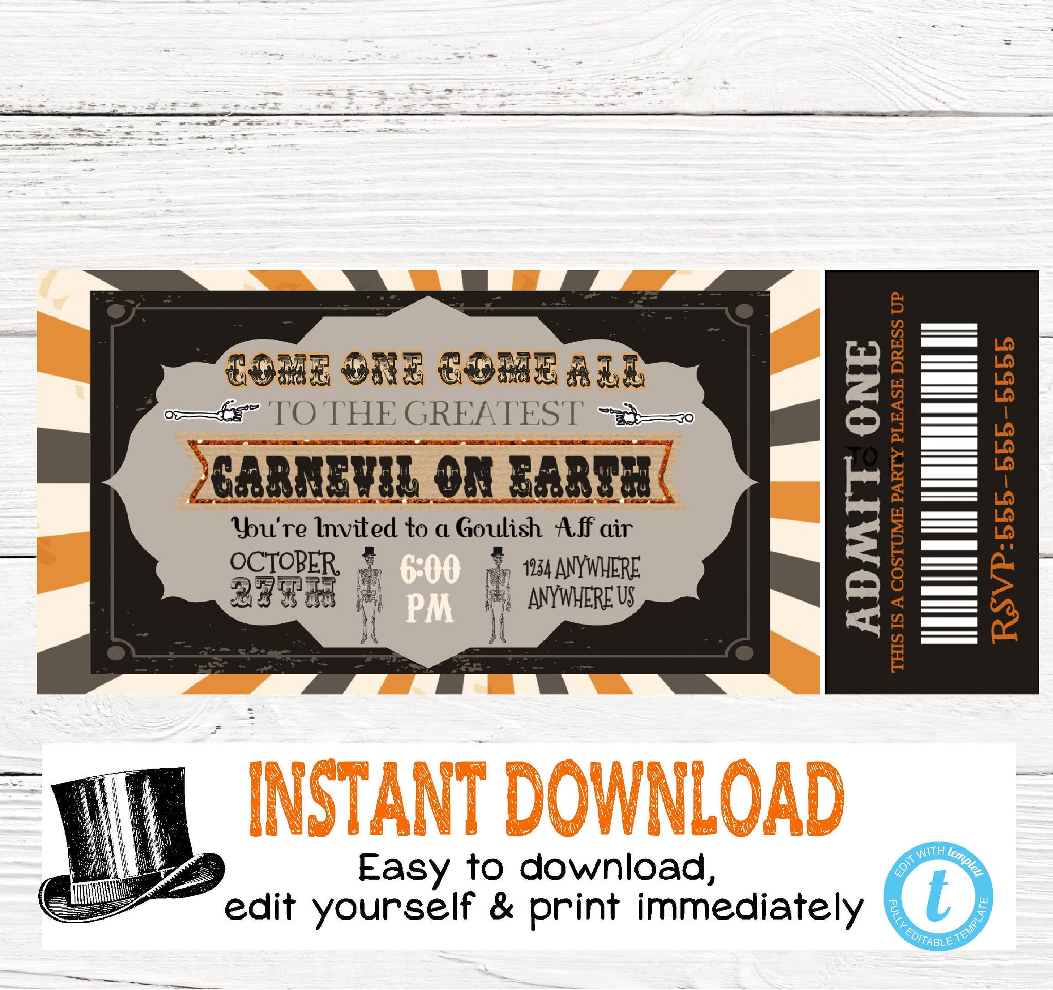 carnival ticket invitations