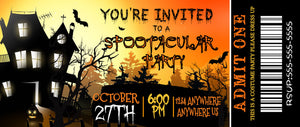 Halloween Invitations, Halloween Ticket Invitations, Spootacular, Bright Halloween Party Invites - Haunted House Tickets -INSTANT ACCESS