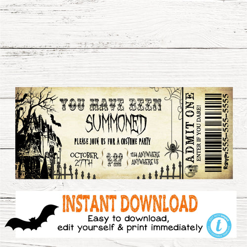 Halloween Invitations, Halloween Ticket Invitations, Spootacular, Vintage Halloween Party Invites - Haunted House Tickets -INSTANT ACCESS