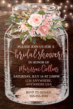 Load image into Gallery viewer, Rustic Mason Jar Bridal Shower Invitation Thank you card , Bridal Shower Invites, Rustic Bridal Shower Invitation, Floral Invites, Thank you