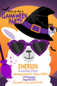 LLAMA Halloween Birthday invitation, Llamaween invite, Halloween party decor Llama, Birthday, Llama Halloween party Digital instant download