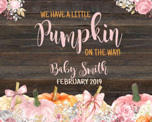 Load image into Gallery viewer, PUMPKIN Pregnancy Announcement | A little pumpkin is on the way Maternity Announcement| Edit yourself | Baby Announcement Photo Prop, Reveal