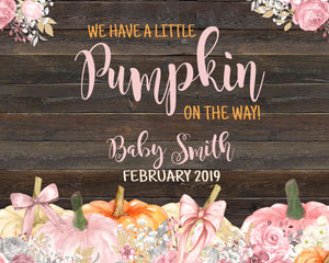 PUMPKIN Pregnancy Announcement | A little pumpkin is on the way Maternity Announcement| Edit yourself | Baby Announcement Photo Prop, Reveal