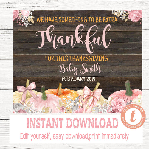 Thanksgiving  Pregnancy Announcement, Pumpkin Maternity Announcement,  Edit yourself | Baby Announcement, Photo Prop, Reveal