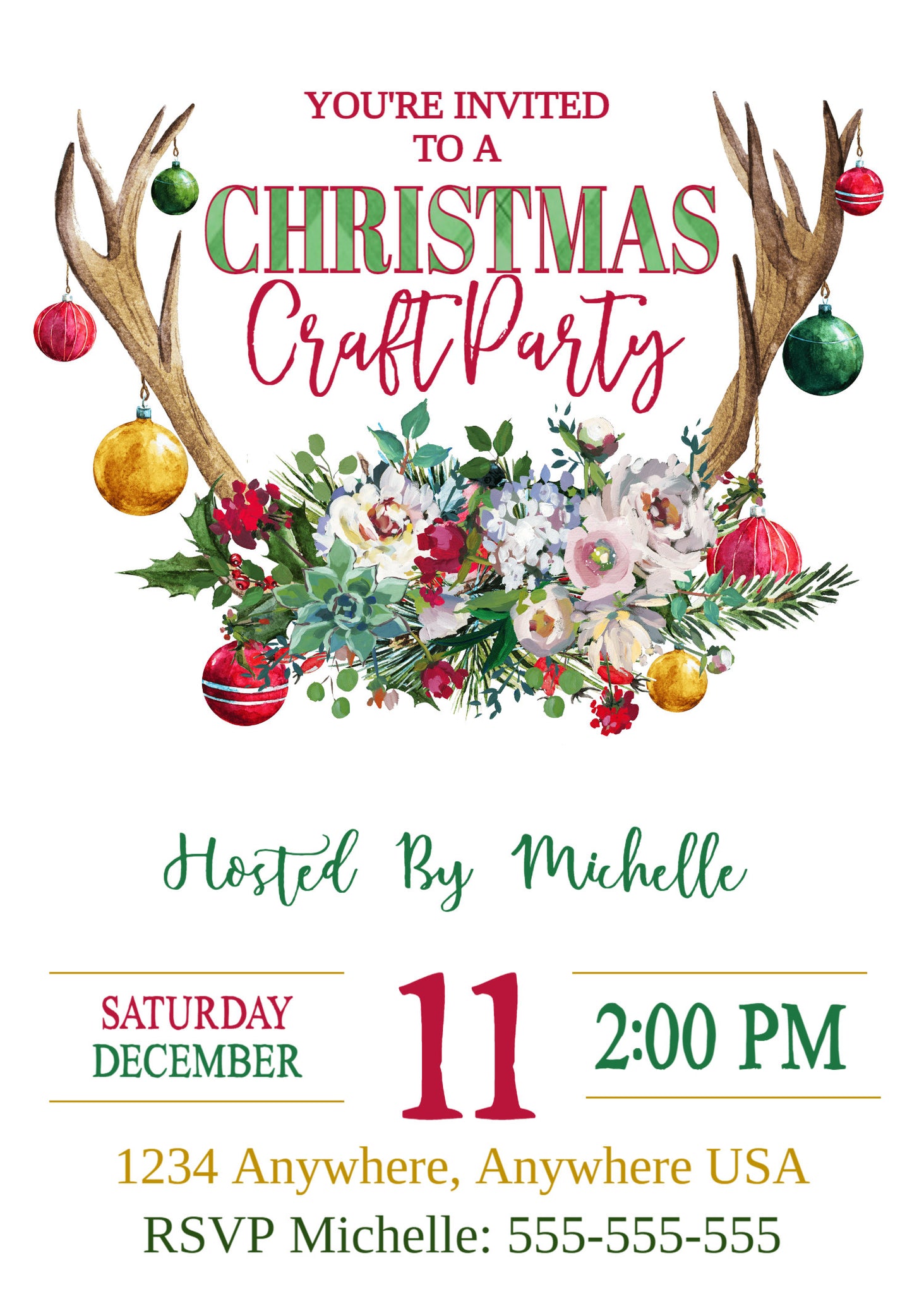 Christmas Craft Party Invitation, Holiday Craft Party Invite, Christma – Michelle Raye Designs christmas-craft-party-invitation-holiday-craft-party-invite-christma-michelle-raye-designs