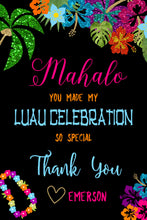 Load image into Gallery viewer, Hawaiian Luau Thank You, Tiki Party Thank You card, Pineapple Invitation, Aloha Luau Party, Picture Tropical Edit Yourself, Instant Download