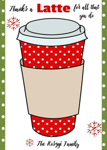 Coffee Gift Card Holder | Teacher Gift | Thanks a Latte | Teacher Thank You | Christmas Gift | Edit Yourself | Coffee | Instant Digital