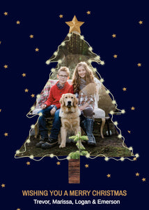 Christmas Tree Card with Photo Template, Elegant Photo Christmas Card, Holiday Card, Merry Christmas, Happy Holidays, Printable Christmas