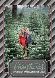 Christmas Card Photo Template, Christmas Card with Photo, Photo Holiday Card, Merry Christmas, Happy Holidays, Printable Template, Stripes