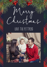 Load image into Gallery viewer, Photo Christmas Card Template, Plaid Christmas Card with Photo, Holiday Card, Merry Christmas, Happy Holidays, Printable Template, Red Plaid