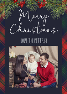 Photo Christmas Card Template, Plaid Christmas Card with Photo, Holiday Card, Merry Christmas, Happy Holidays, Printable Template, Red Plaid
