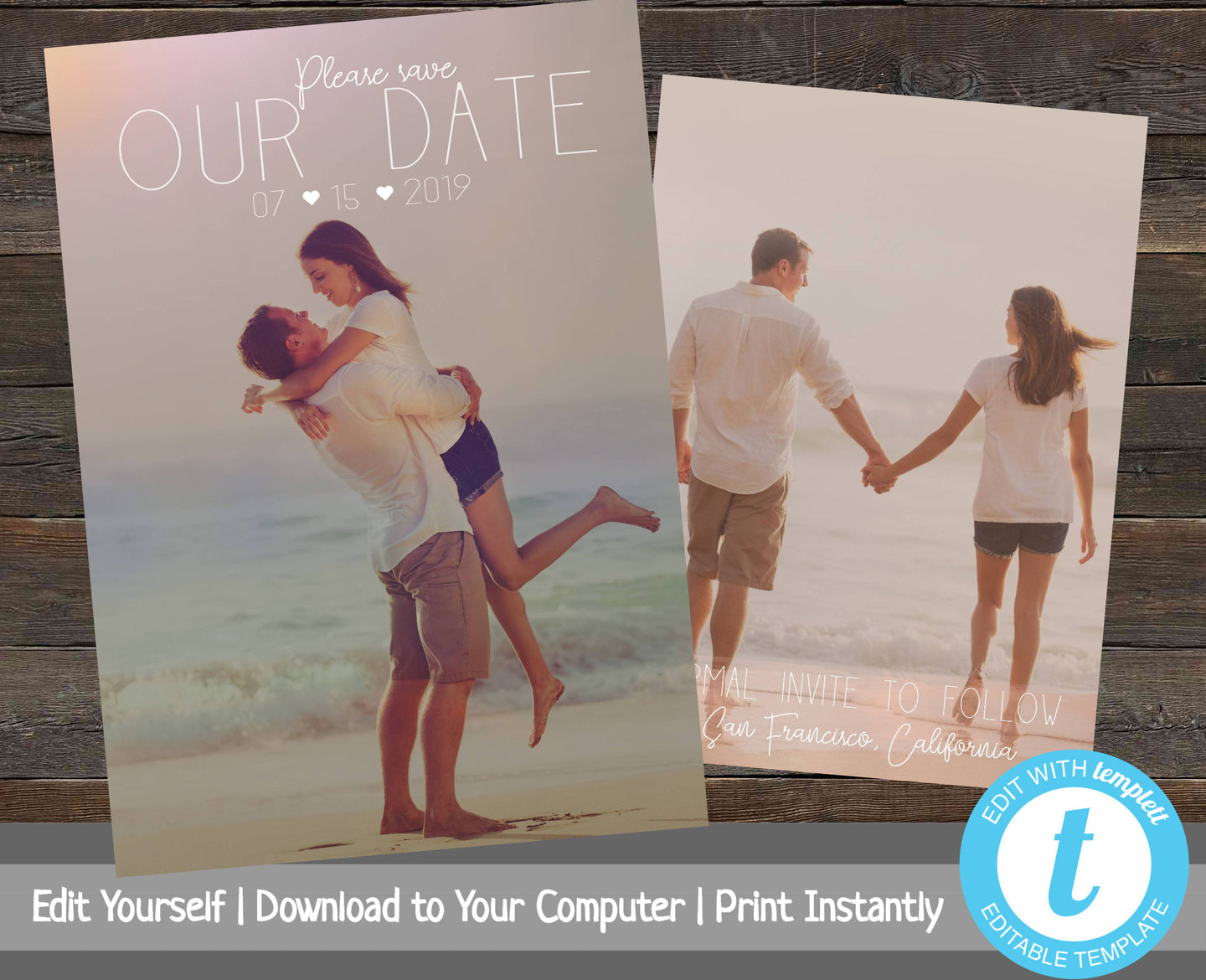 Photo Save the Date Template, Modern Save the Date, Printable Save the Date Card, Wedding Date Announcement, Instant Download, Save Our Date