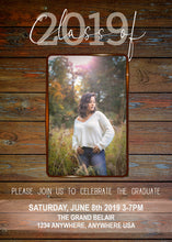 Load image into Gallery viewer, Rustic Graduation Party Invitation, Photo Graduation Invitation Template, Grad Party Invite, Printable Party Invitation, Class of 2019